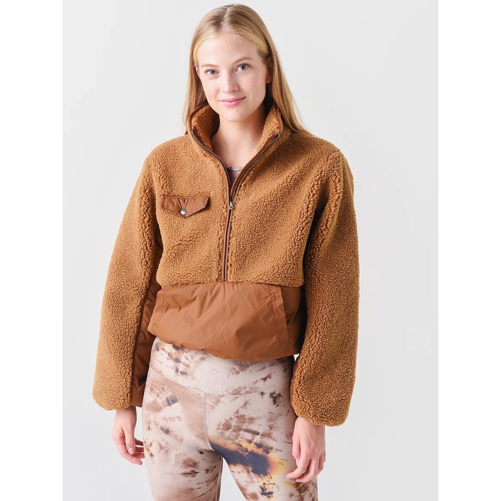 FRAME Shell-Paneled Faux Shearling Jacket Light Brown M $414